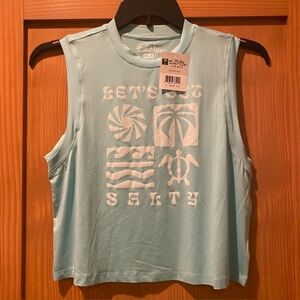 Salt Life Women’s Let’s Get Salty Teal DriFit Crop Muscle Shirt NWT S